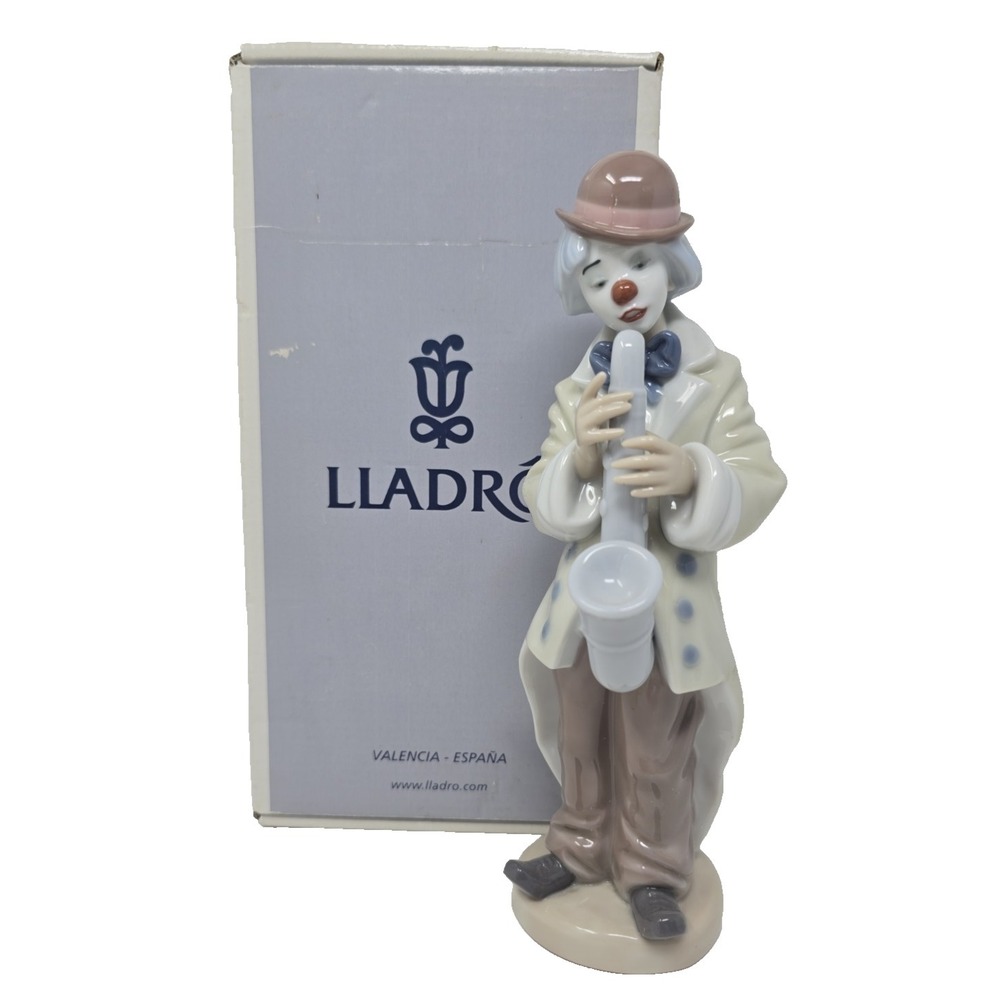 Lladro Sad Sax Clown 05471 Original Box Circus Collection Porcelain Saxophone U4